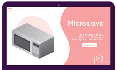 Naklejka premium Vector banner of microwave in isometric view