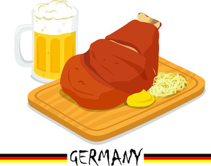 Germany cuisine: pork knuckle with beer