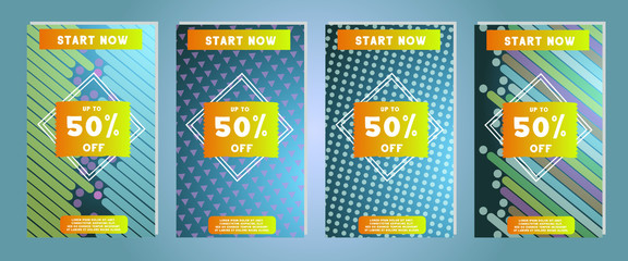 Modern promotion web banner for social media and mobile apps. Web stories templates