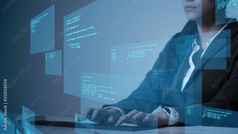 Fototapete Computer programmer concept. System engineer. Network security.