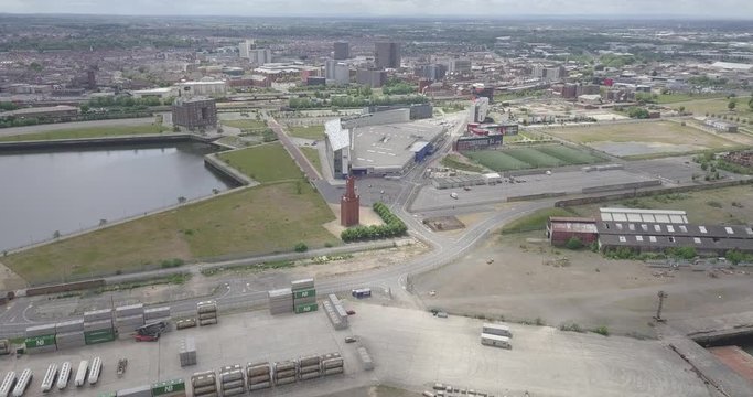 Industrial old Middlesbrough showing the old clock tower at Middlesbrough docks
