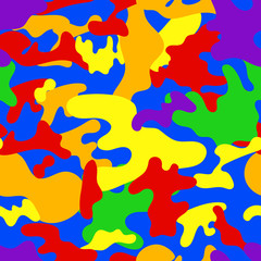 Seamless vector square camouflage pattern in lgbt colors. Bright lgbtq camo illustration. © juristka