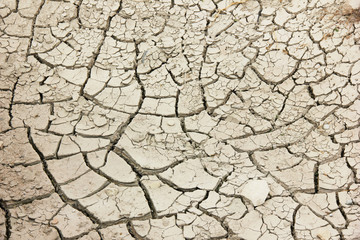 Earth and clay cracked by severe drought and lack of water