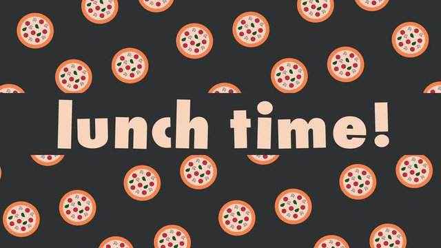 Lunch time, Italian food, pizza delivery animation video, looping and seamless 4k movie for intro or background for European cuisine takeaway service concept. Food delivery concept