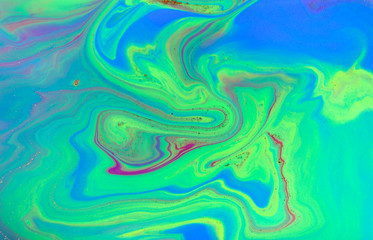 Fototapeta na wymiar Blue and green ocean abstract background. Liquid marble pattern.