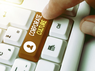 Handwriting text writing Corporate Culture. Conceptual photo pervasive values and attitudes that...