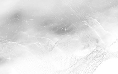 White abstract background. Hi tech network. Cyberspace grid. Outer space. Starry outer space texture. 3D illustration