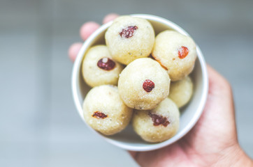 Rava Ladoo with Rasisn and Nuts