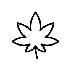 Hemp leaf icon. Thick linear emblem of cannabis. Black simple illustration for package design, natural cosmetics and herbal products. Contour isolated vector logo on white background