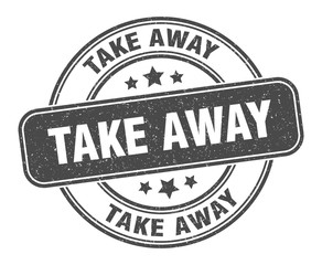 take away stamp. take away label. round grunge sign