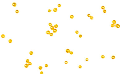 Small balls of gold on a white background.