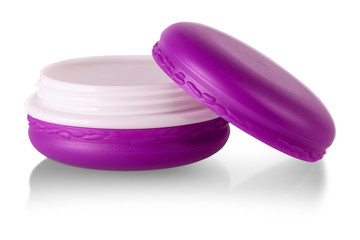 pink cosmetics cream isolated on white with clipping path