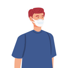 man using protective surgical mask for covid 19 prevention vector illustration design