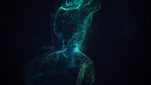 Bio luminescence. Abstract illumination of plankton on seashore at night.