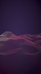 Abstract landscape background. Cyberspace purple grid. hi tech network. 3D illustration