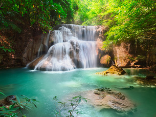 Beautiful waterfall Huai Mae Khamin, Thailand - obrazy, fototapety, plakaty