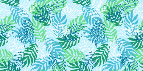 Summer hawaiian seamless pattern with exotic tropical plants vector illustration