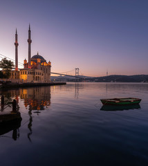 Fototapeta na wymiar Ortakoy mosque is one of the primary places to be seen in Istanbul. Turkey.