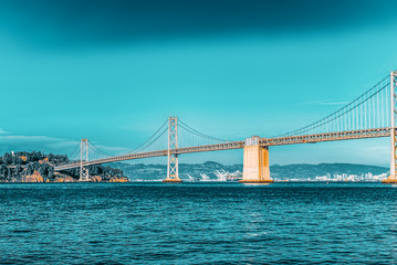 Fototapeta na wymiar Oakland Bay Bridge. Ocean Quay in the north of San Francisco.