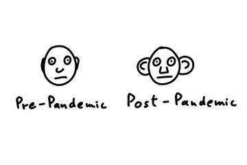 pre and post pandemic cartoon face