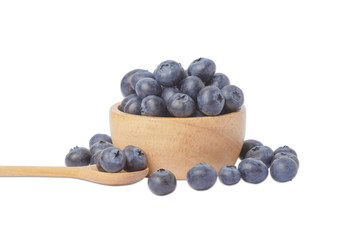 Blueberries in wooden bowl