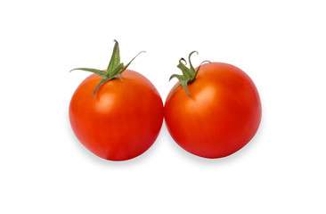 two tomatoes isolated on the white background