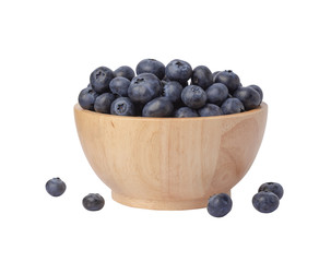 Blueberries in wooden bowl