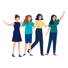 Obraz premium happy women together , group of female friends, sisterhood on white background vector illustration design