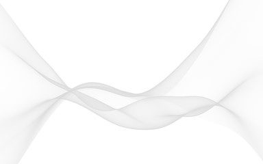 White abstract background. Fluttering white scarf. Waving on wind white fabric. 3D illustration