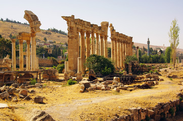 Roman ruins in the city of Baalbek, Lebanon
