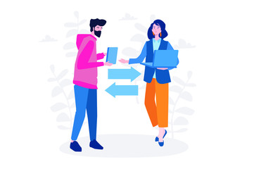 Businessman businesswoman communication, business meeting, 