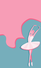 Obraz na płótnie Canvas Ballerina figure on pink background. Vector illustration. Can be used for banner, flyer, booklet, poster or as wallpaper.
