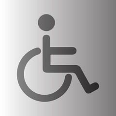 disabled sign icon, handicap sign, toilet vector symbol on background gradient.