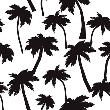 Seamless vector pattern with palm trees. Can be used for textiles, wrapping paper, as wallpaper.