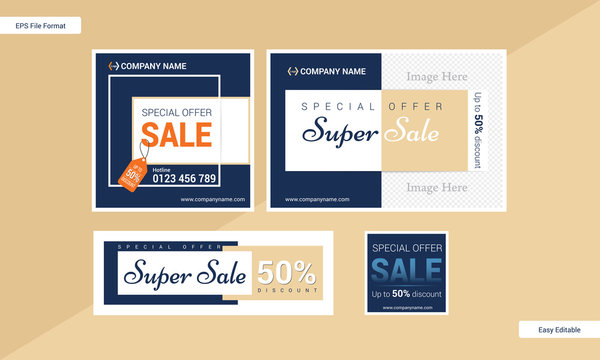 Modern promotion special offer banners. Sale and discount promo backgrounds. Vector layouts.