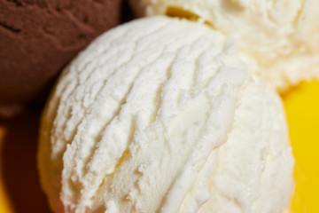 close up view of tasty white ice cream