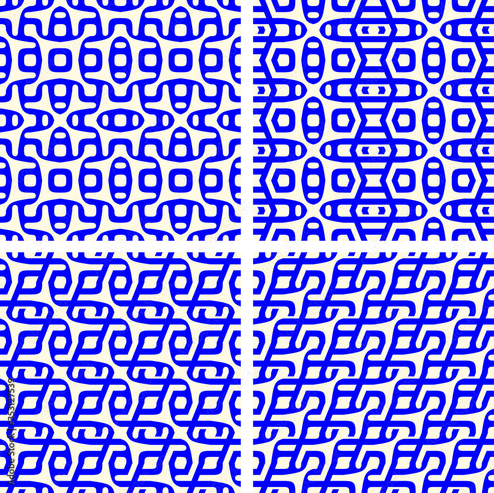 Fototapete set of seamless geometric pattern with geometric shapes,fabric pattern,tile pattern,carpet pattern,w