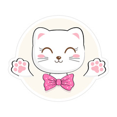 Cute Kitty Sticker. Funny baby cat useful for many applications, your designs, prints for apparel, scrapbooking projects.