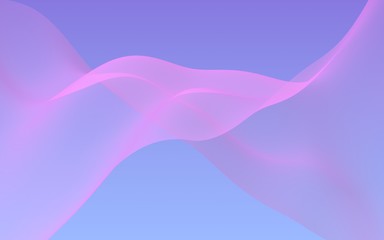 Pink wave on blue sky abstract background. Fluttering pink scarf. Waving on wind pink fabric. 3D illustration