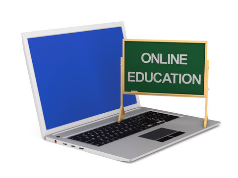online education on white background. Isolated 3D illustration