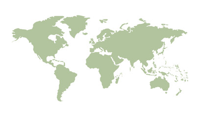 World in flat style on white background. Green earth vector design.