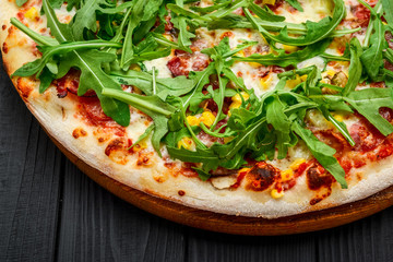 Prosciutto and Arugula Pizza with Marinara Sauce