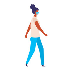 Vector flat illustration of woman wearing a surgical mask