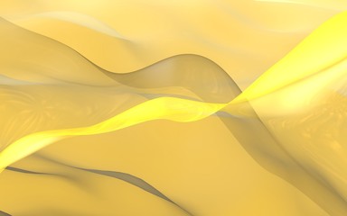 Abstract gold background. Beautiful backdrop with yellow waves. 3d illustration.