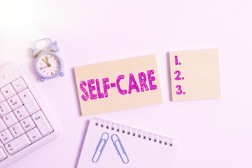 Handwriting text Self Care. Conceptual photo the practice of taking action to improve one s is own...