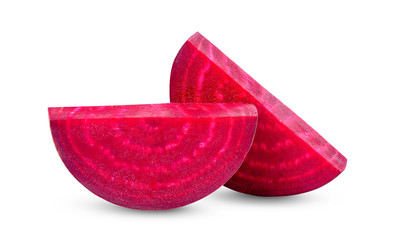  slice beetroot vegetables on white background