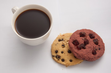 cup of coffee and cookies