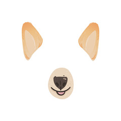 Corgi dog mask filter for funny selfie, cartoon animal effect for phone app, shiba inu pet ears and nose