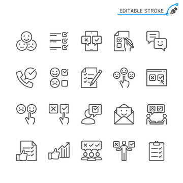Survey line icons. Editable stroke. Pixel perfect.