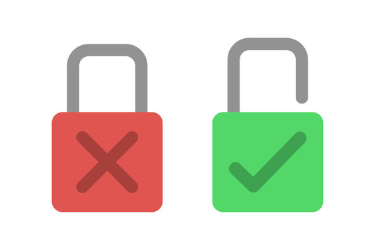 Vector isolated lock illustratioin, design in flat. Padlock unlock concept.